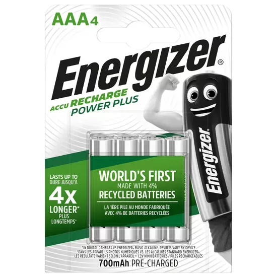 Energizer Accu Recharge Power Plus AAA, NiMH, 800 mAh, 1.2v